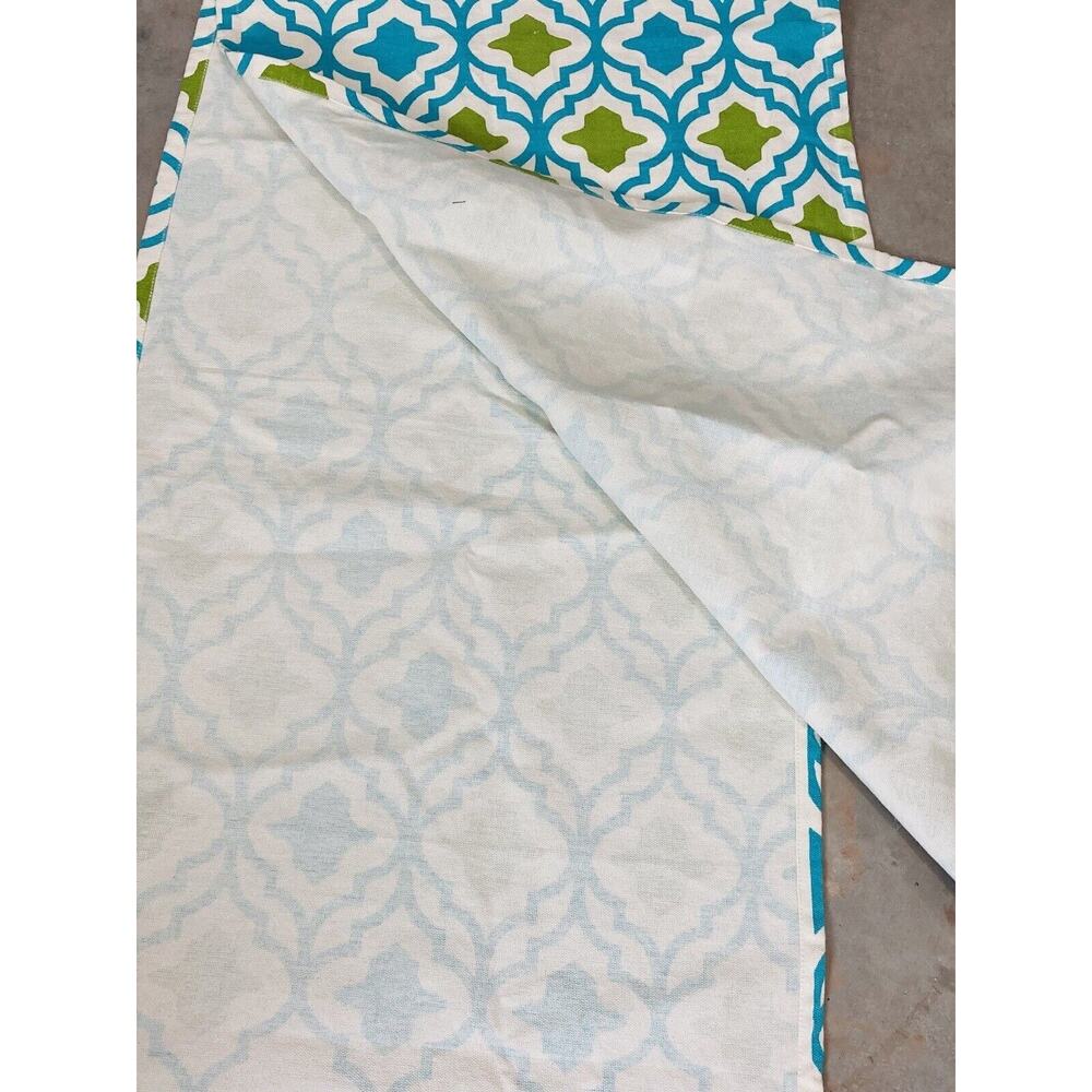 Cotton Tablecloth Runner Moroccan Style Made In India Blue Green Fringe Jabara - Picture 7 of 9